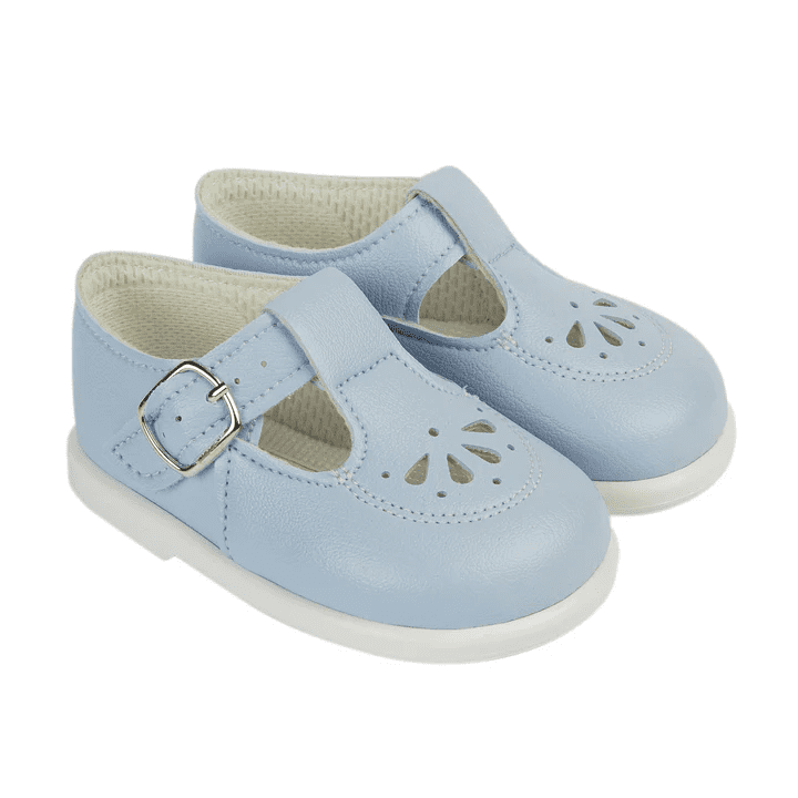 Unisex Matt T-Bar & Punch Detail Hard Sole Shoes "H506 Blue"