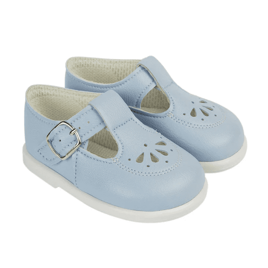Unisex Matt T-Bar & Punch Detail Hard Sole Shoes "H506 Blue"